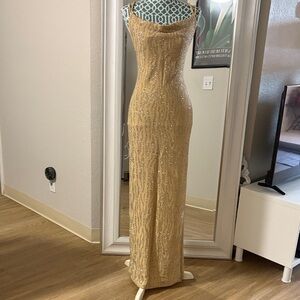 Strapless Gold Sequin Dress